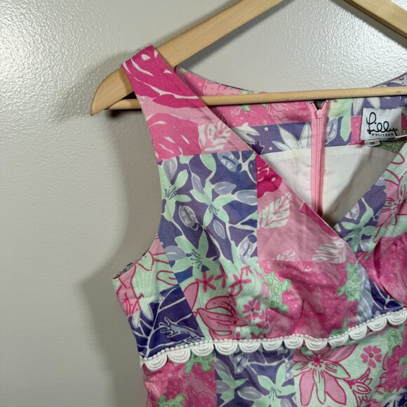 VTG Lilly Pulitzer Sheath Dress Size 10 Frog Turtle Patchwork Preppy Palm Beach - Picture 5 of 9